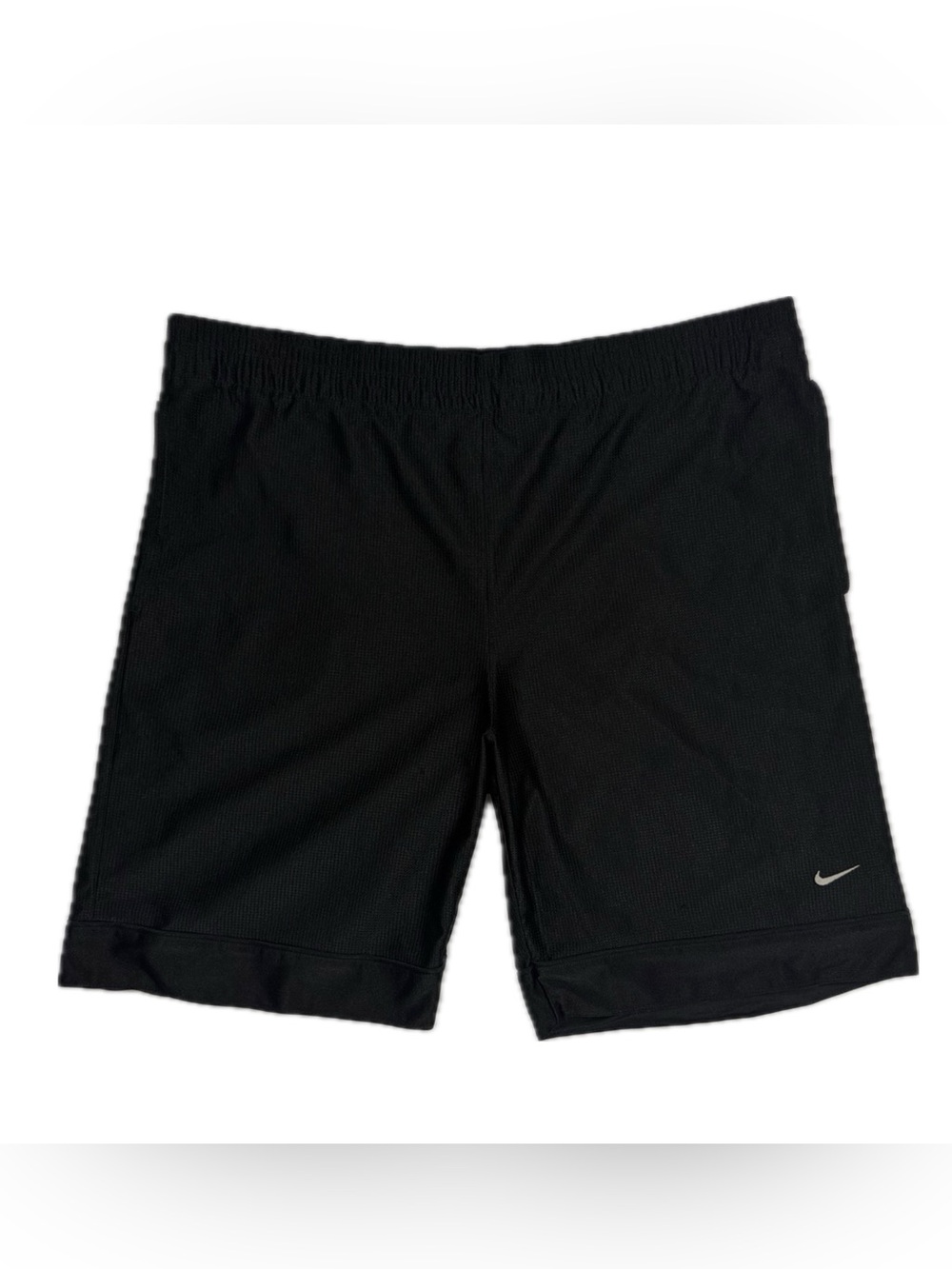 Nike black white swoosh athletic dazzle shorts men’s XL